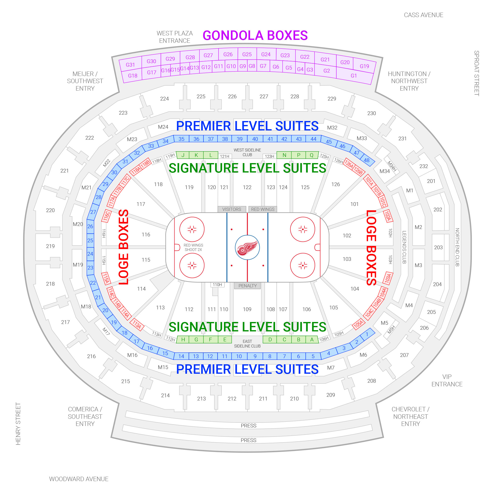 Little Caesars Arena Suite Map and Seating Chart